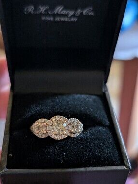 R. H. Macy & Co. Fine Jewelry Gold Three-Cluster Diamond Ring